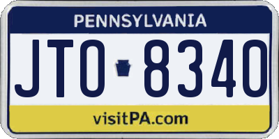 PA license plate JTO8340