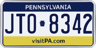 PA license plate JTO8342