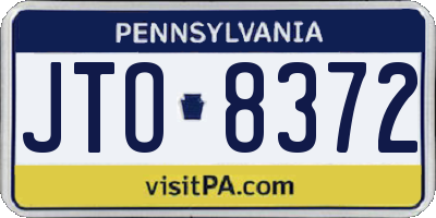 PA license plate JTO8372