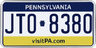 PA license plate JTO8380