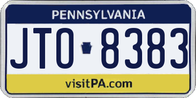 PA license plate JTO8383