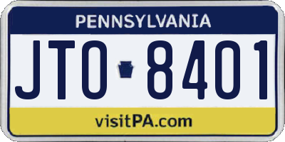 PA license plate JTO8401