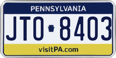 PA license plate JTO8403
