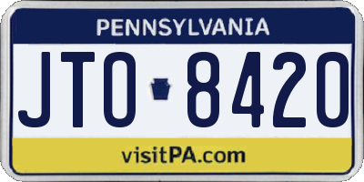 PA license plate JTO8420