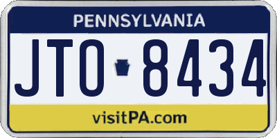 PA license plate JTO8434