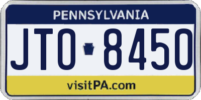 PA license plate JTO8450