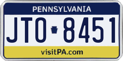 PA license plate JTO8451