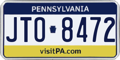 PA license plate JTO8472