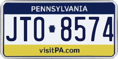 PA license plate JTO8574