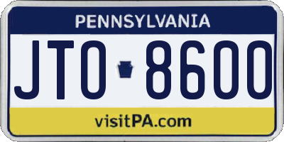 PA license plate JTO8600
