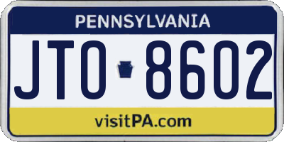 PA license plate JTO8602