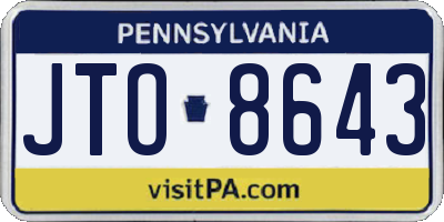 PA license plate JTO8643