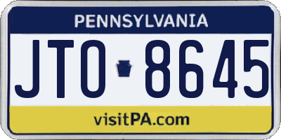 PA license plate JTO8645
