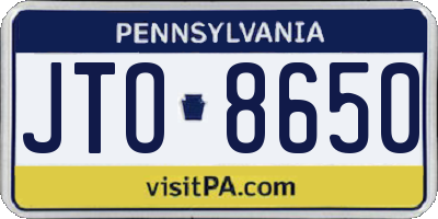 PA license plate JTO8650