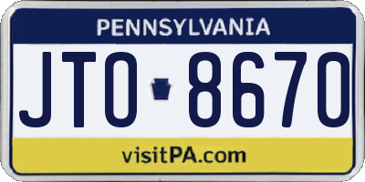 PA license plate JTO8670