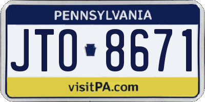 PA license plate JTO8671