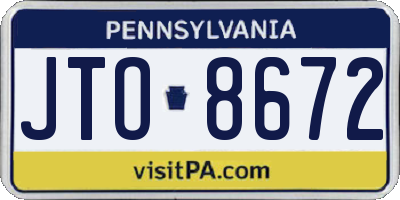 PA license plate JTO8672