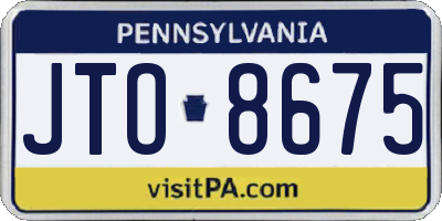 PA license plate JTO8675