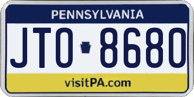 PA license plate JTO8680