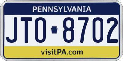 PA license plate JTO8702