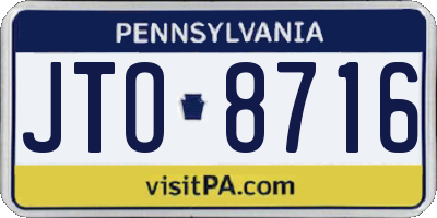 PA license plate JTO8716