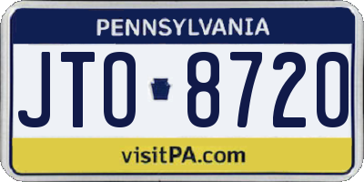 PA license plate JTO8720