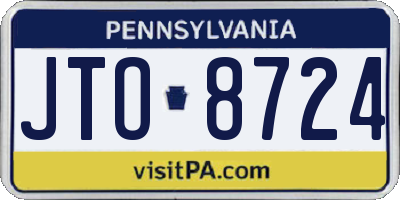 PA license plate JTO8724