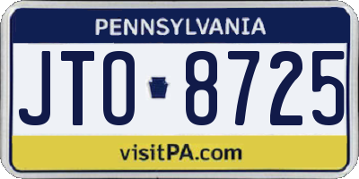 PA license plate JTO8725