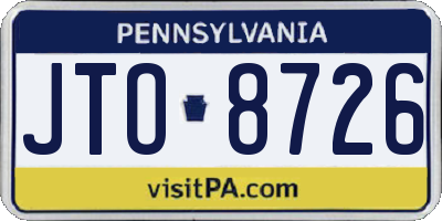 PA license plate JTO8726