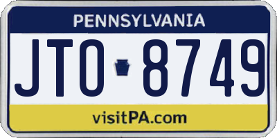 PA license plate JTO8749