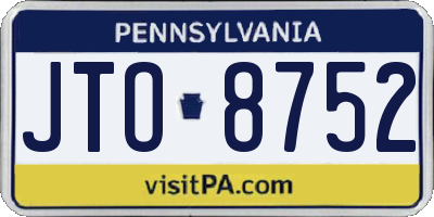 PA license plate JTO8752