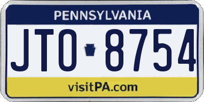 PA license plate JTO8754