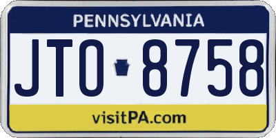 PA license plate JTO8758