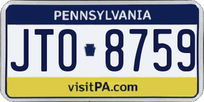 PA license plate JTO8759