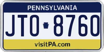 PA license plate JTO8760
