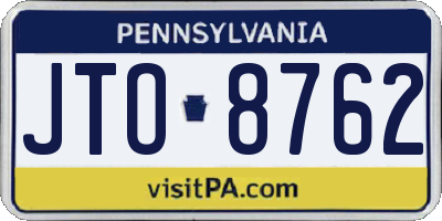 PA license plate JTO8762