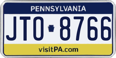 PA license plate JTO8766