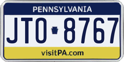 PA license plate JTO8767
