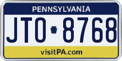 PA license plate JTO8768
