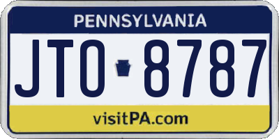 PA license plate JTO8787