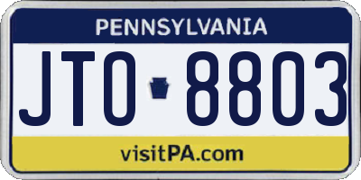 PA license plate JTO8803