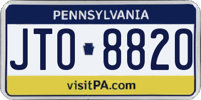 PA license plate JTO8820