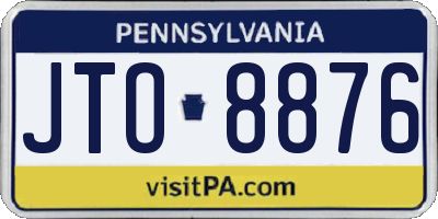 PA license plate JTO8876