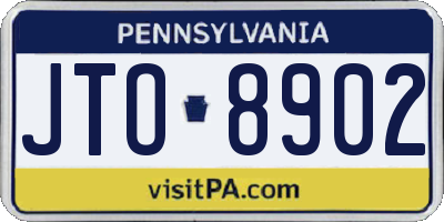 PA license plate JTO8902