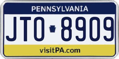 PA license plate JTO8909