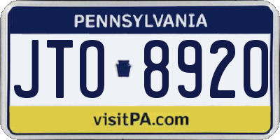 PA license plate JTO8920