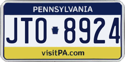 PA license plate JTO8924