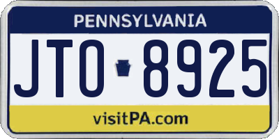 PA license plate JTO8925