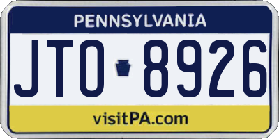 PA license plate JTO8926