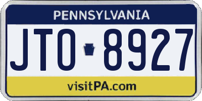PA license plate JTO8927